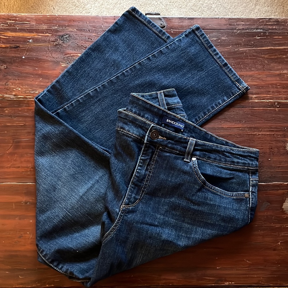 BANDOLINO “Mandie” Denim Straight Leg Stretch Blue Jeans Sz 14 Average~Like New!